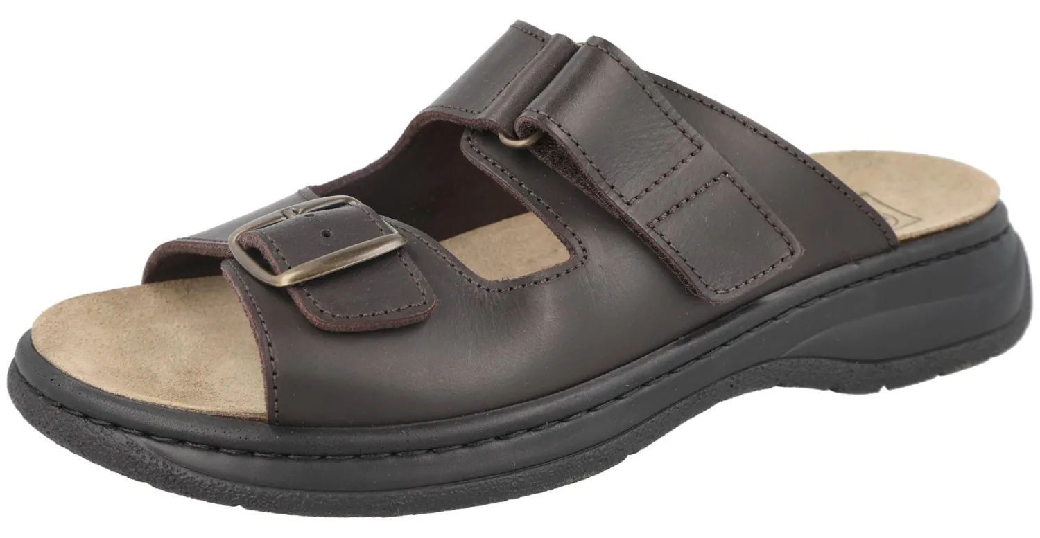 Mens Wide Fit Slide Mule Flat Sandal - Victor<DB Wider Fit Shoes Fashion
