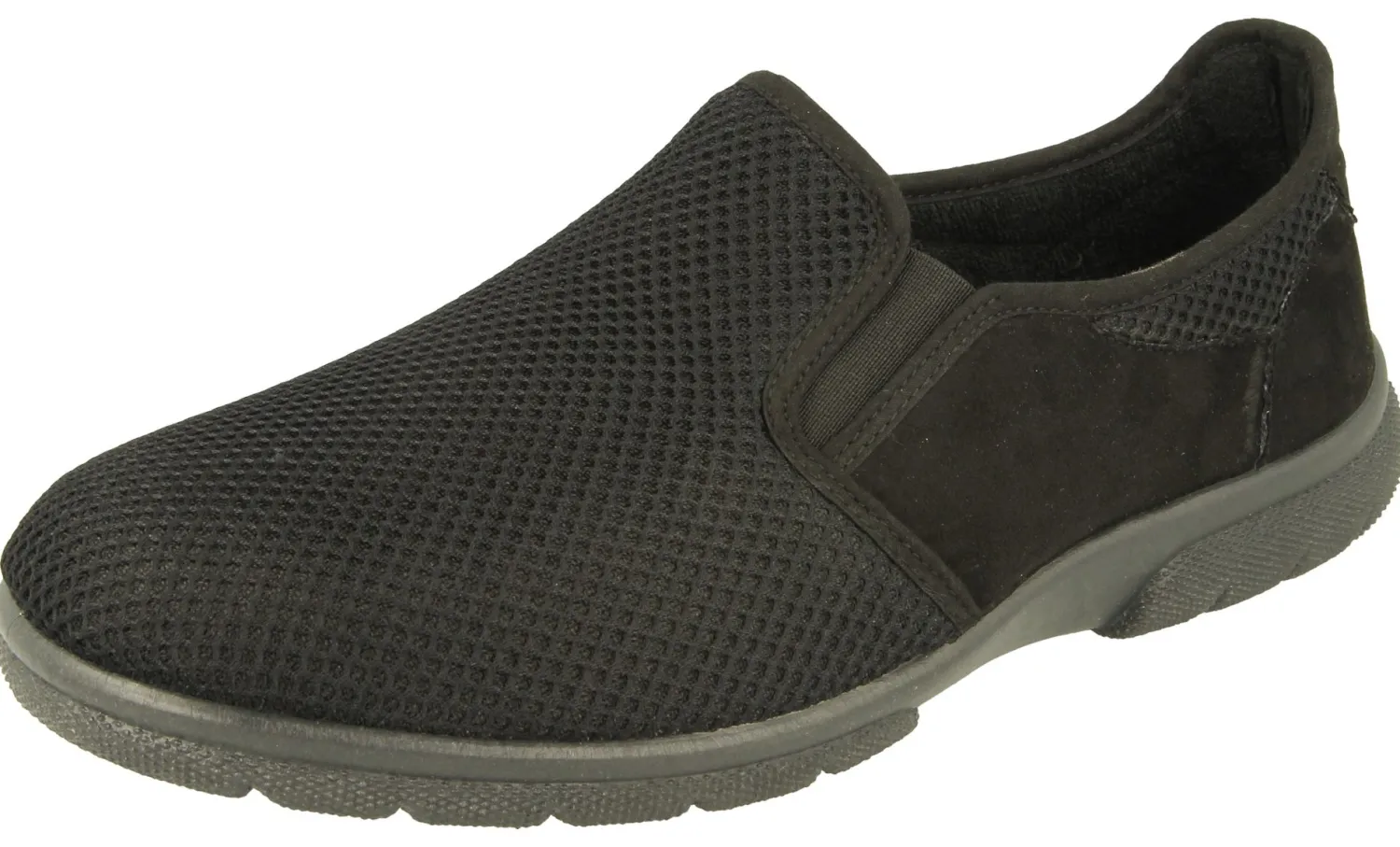 Mens Wide Fit Slip On Stretch Fabric House Shoe - Cairo<DB Wider Fit Shoes Fashion