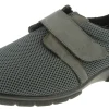 Mens Wide Fit Touch Strap Stretch Fabric House Shoe - Desmond<DB Wider Fit Shoes New