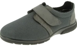 Mens Wide Fit Touch Strap Stretch Fabric House Shoe - Desmond<DB Wider Fit Shoes New