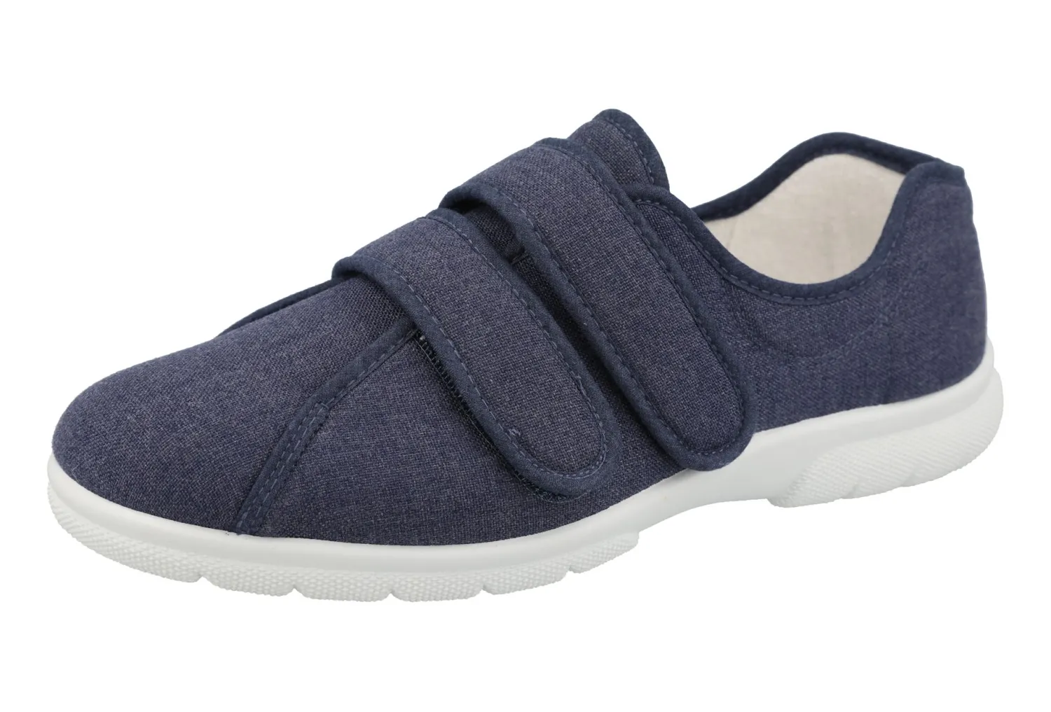 Mens Wide Fit Touch Strap Easy Access Canvas Shoes - Harris<DB Wider Fit Shoes Outlet