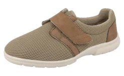 Mens Wide Fit Touch Strap Stretch Fabric House Shoe - Desmond<DB Wider Fit Shoes New