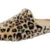 Womens Wide Fit Animal Print Mule Slippers - Bittern<DB Wider Fit Shoes Fashion