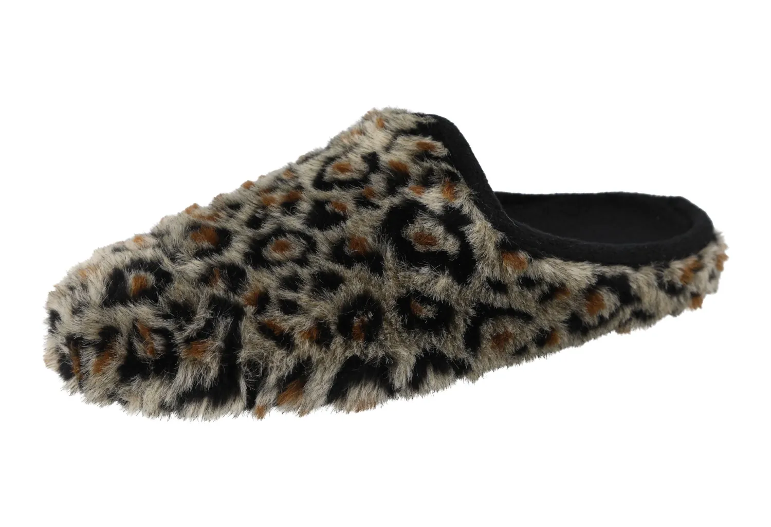 Womens Wide Fit Animal Print Mule Slippers - Bittern<DB Wider Fit Shoes Fashion