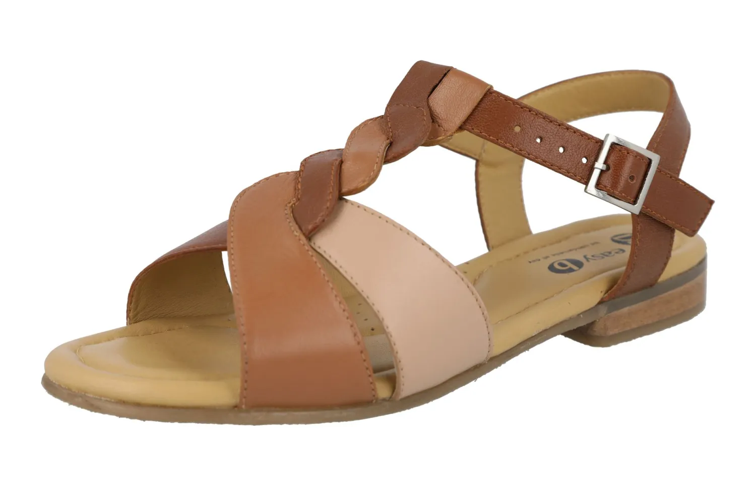 Womens Wide Fit Buckle Fastening Flat Sandals - Burma<DB Wider Fit Shoes Clearance