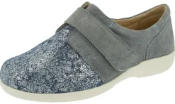 Womens Wide Fit Easy Access Stretch Flat Shoes - Firecrest<DB Wider Fit Shoes Clearance