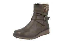 Womens Wide Fit Faux Leather Zip Fastening Ankle Boots - Mink<DB Wider Fit Shoes Fashion