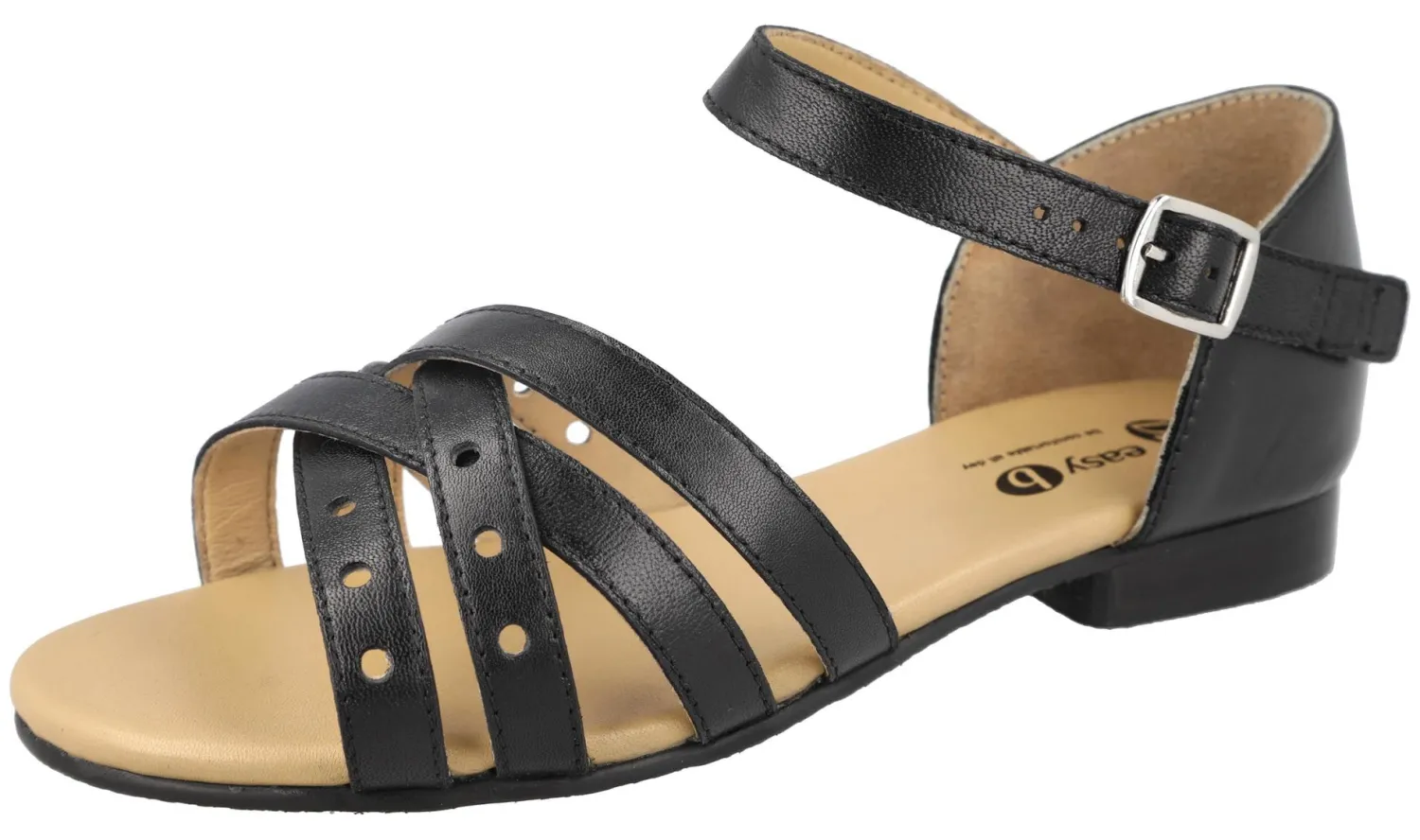 Womens Wide Fit Full Back Flat Sandal - Okra<DB Wider Fit Shoes Discount