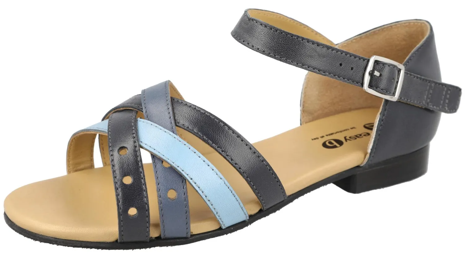 Womens Wide Fit Full Back Flat Sandal - Okra<DB Wider Fit Shoes Discount