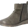 Womens Wide Fit Imitation Leather Zip Entry Ankle Boots - Deer<DB Wider Fit Shoes New