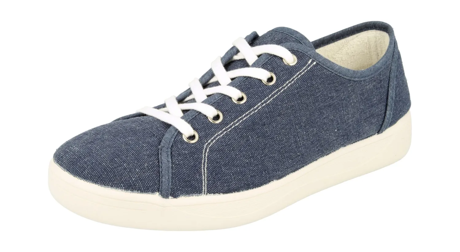 Womens Wide Fit Lace Up Canvas Pumps - Yoko<DB Wider Fit Shoes Outlet
