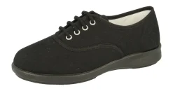 Womens Wide Fit Lace Up Canvas Shoes - Tara<DB Wider Fit Shoes Sale