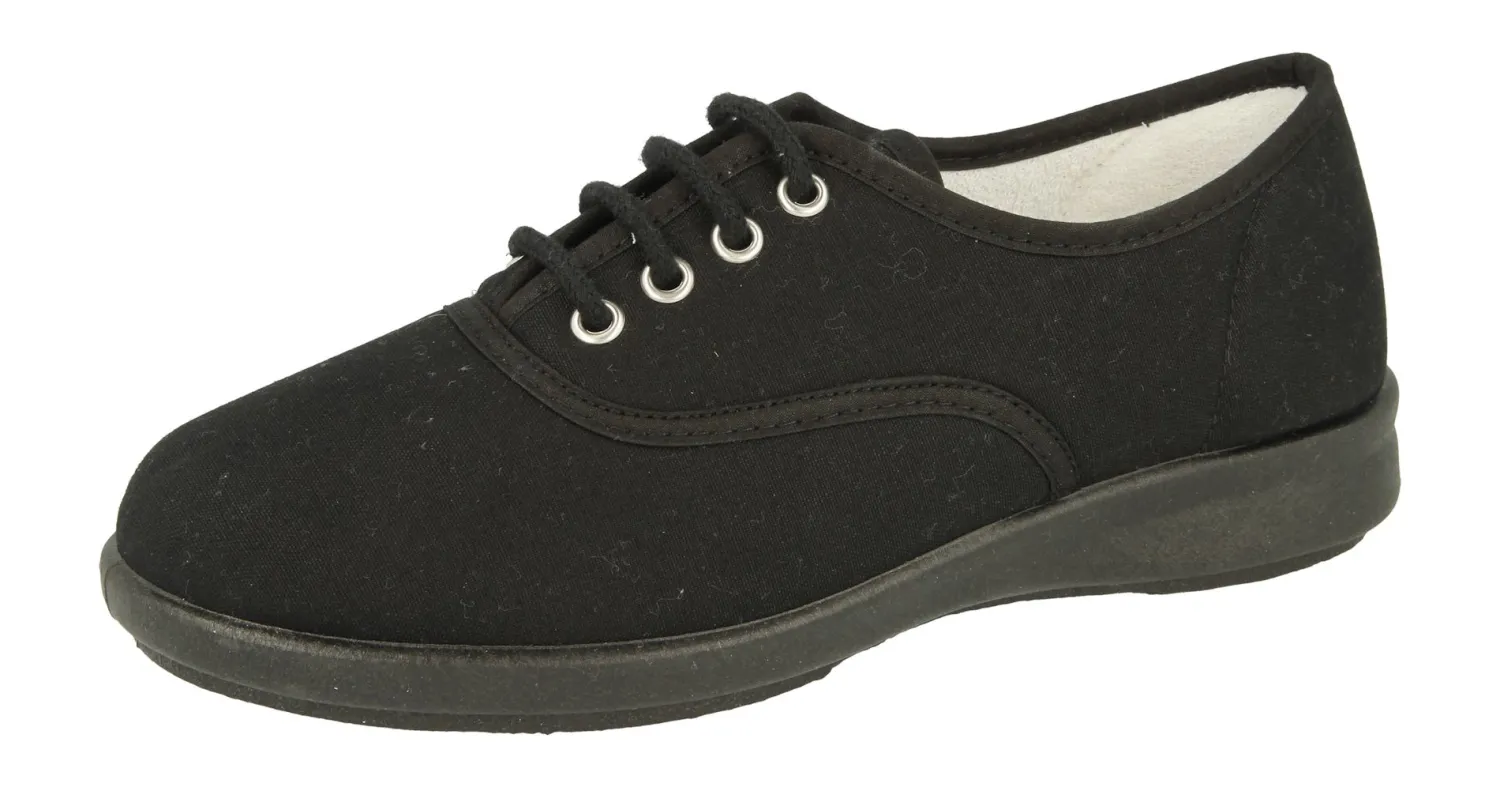 Womens Wide Fit Lace Up Canvas Shoes - Tara<DB Wider Fit Shoes Sale
