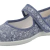 Womens Wide Fit Mary-Jane Easy Access Canvas Shoes - Pelican<DB Wider Fit Shoes Hot