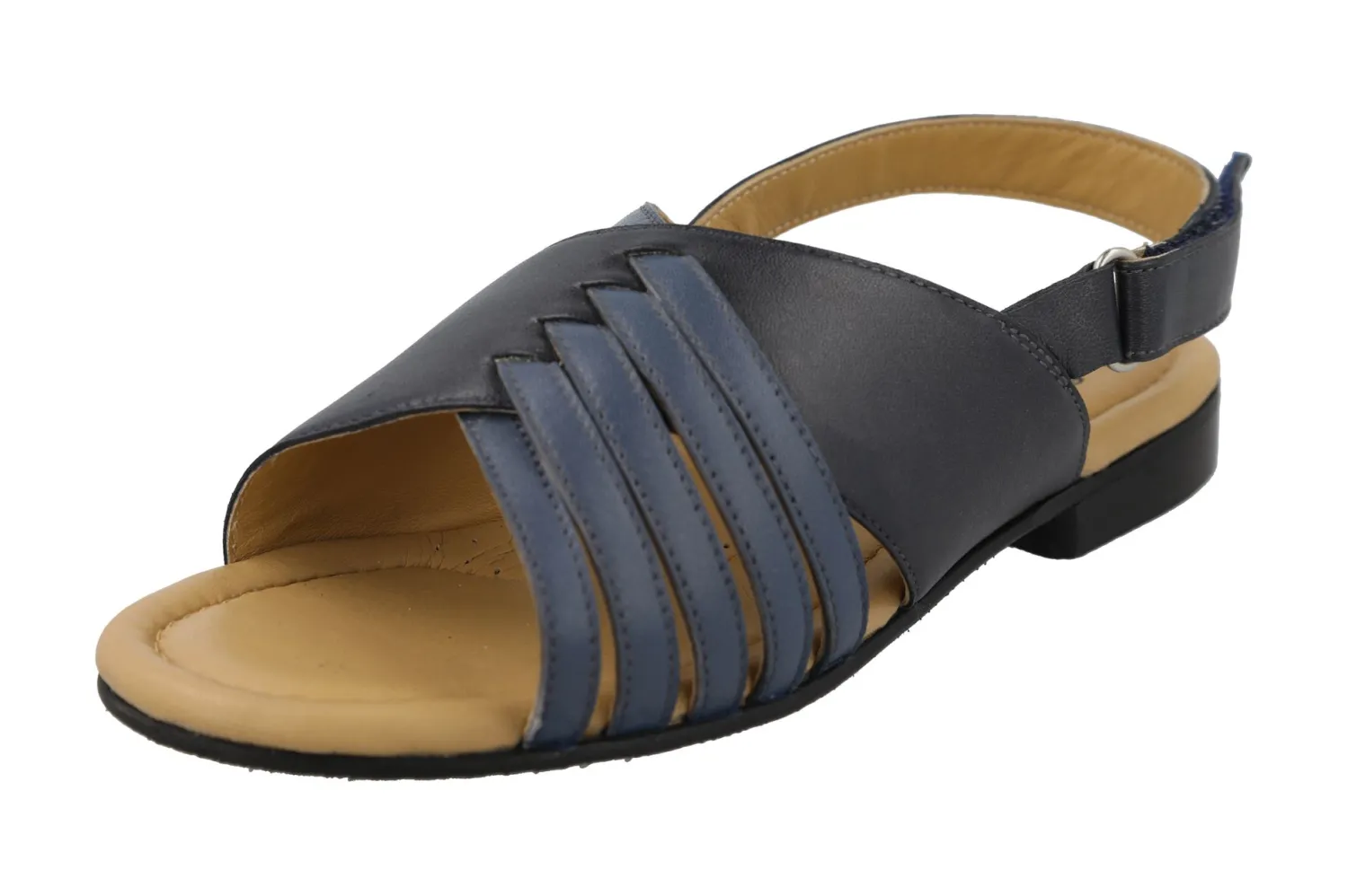 Womens Wide Fit Pull Back Strap Flat Sandals - Rangoon<DB Wider Fit Shoes New