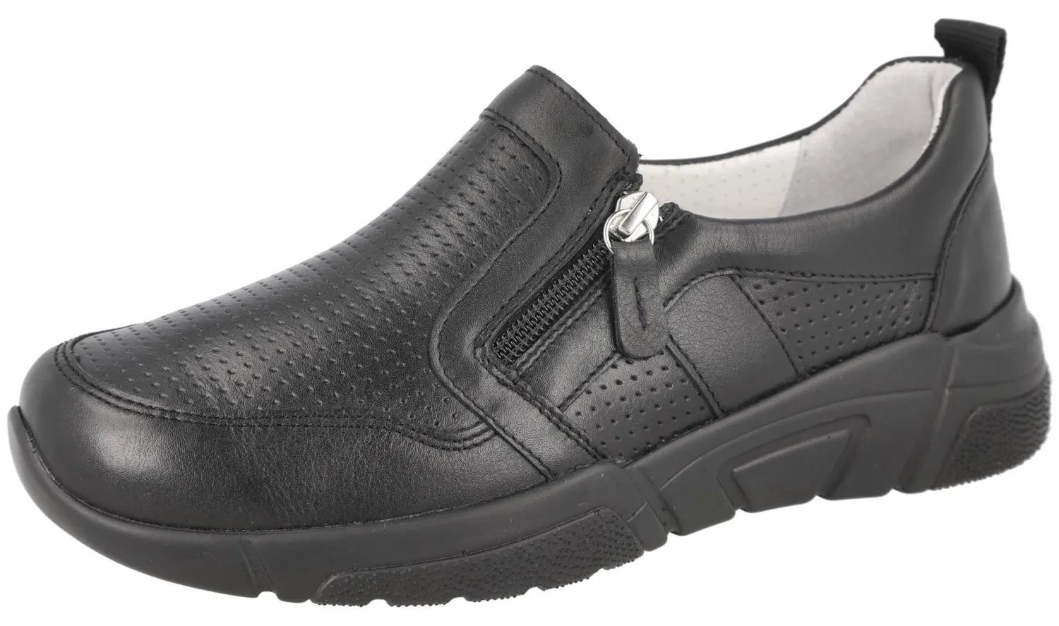 Womens Wide Fit Side Zip Slip On Flat Shoe - Nikita<DB Wider Fit Shoes Fashion