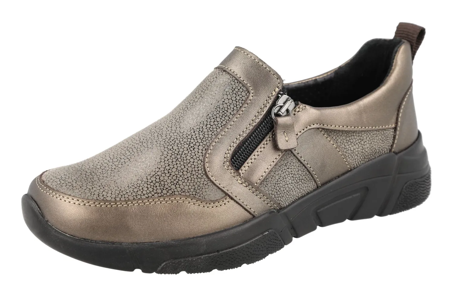 Womens Wide Fit Side Zip Easy Access Casual Shoes - Worth<DB Wider Fit Shoes Clearance
