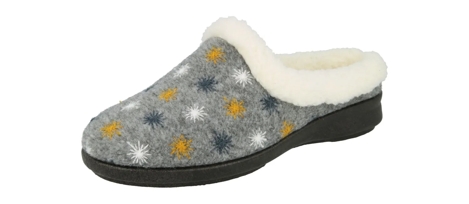 Womens Wide Fit Slip-On Mule Slippers - Tracey<DB Wider Fit Shoes New