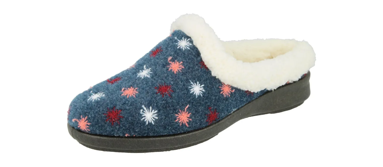 Womens Wide Fit Slip-On Mule Slippers - Tracey<DB Wider Fit Shoes New