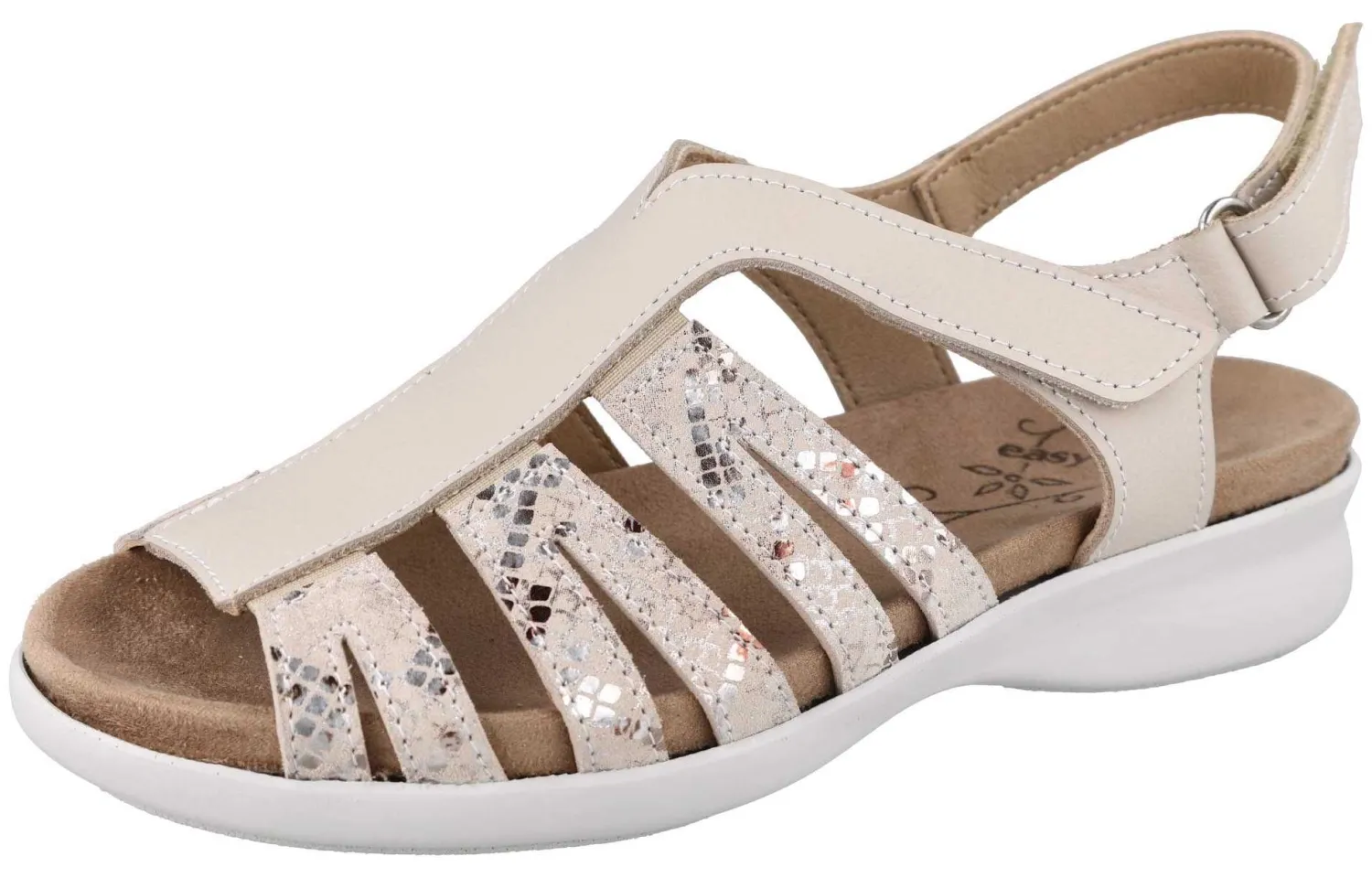 Womens Wide Fit Stretch Flat Sandal - Treasure<DB Wider Fit Shoes Sale