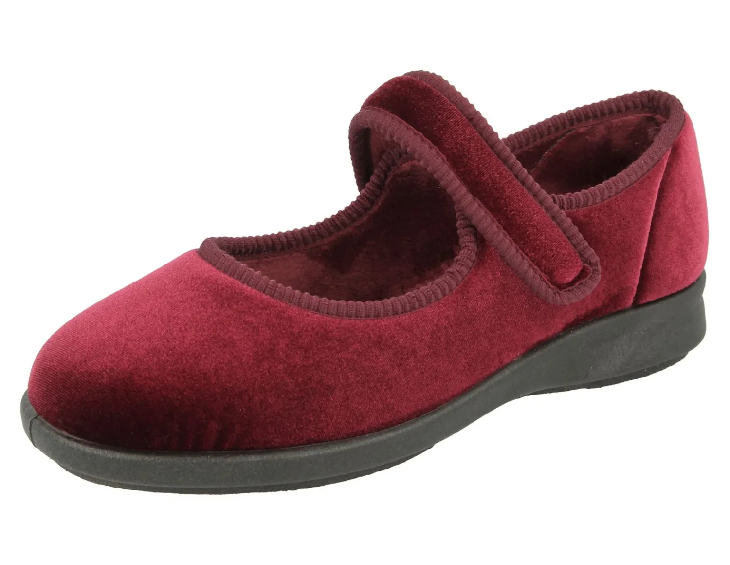Womens Wide Fit Stretch Fabric Mary Jane Slippers - Whitby<DB Wider Fit Shoes Online