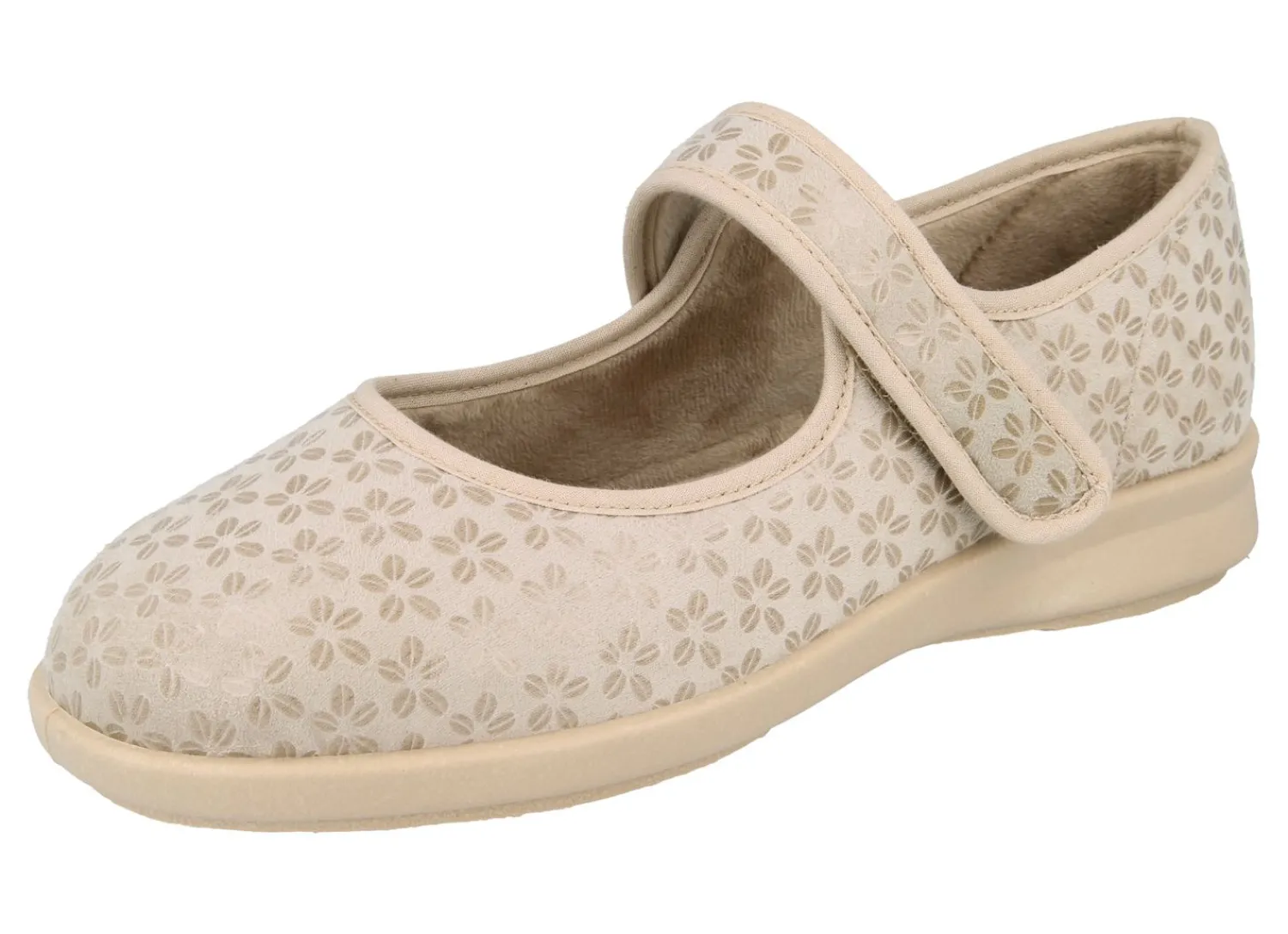 Womens Wide Fit Stretch Fabric Mary Jane House Shoes - Vermont<DB Wider Fit Shoes Discount