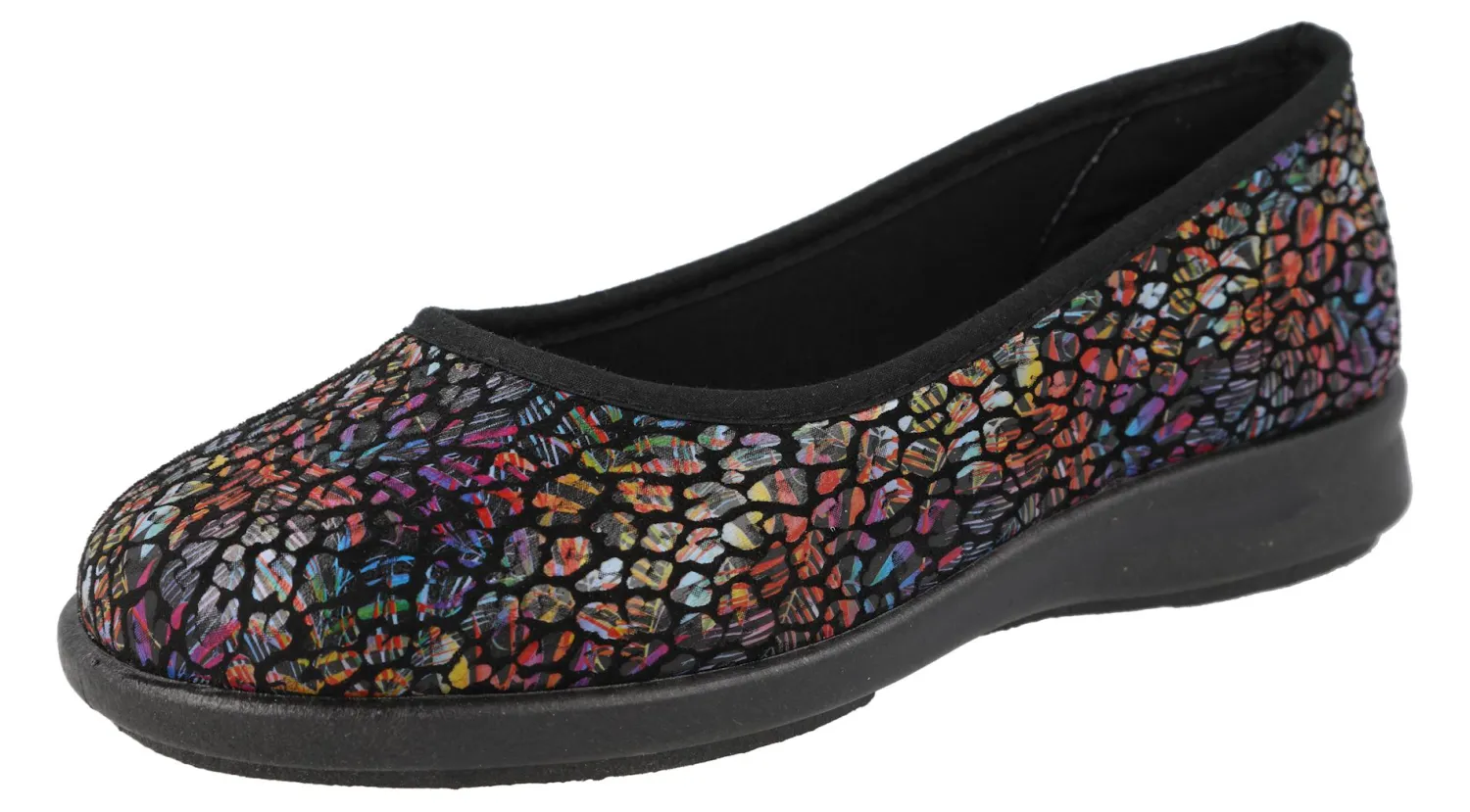 Womens Wide Fit Stretch House Shoe Slippers - Rabbit<DB Wider Fit Shoes New