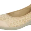 Womens Wide Fit Stretch Upper Pump Court Flat Shoes - Auk<DB Wider Fit Shoes Discount