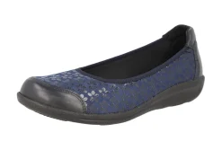 Womens Wide Fit Stretch Upper Pump Court Flat Shoes - Auk<DB Wider Fit Shoes Discount