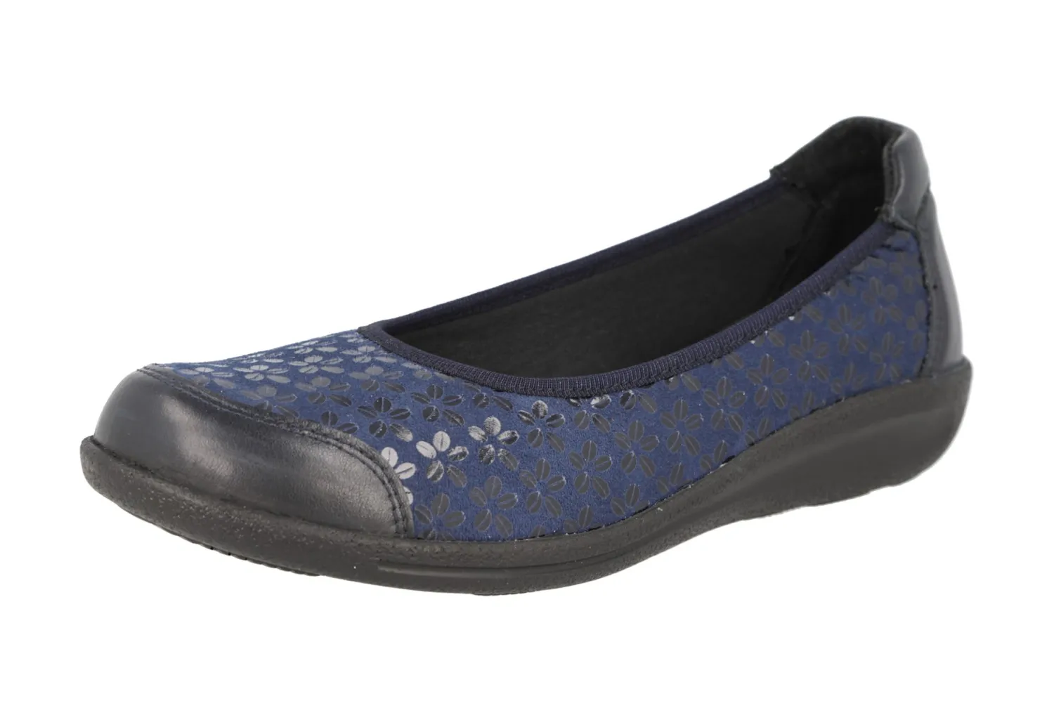 Womens Wide Fit Stretch Upper Pump Court Flat Shoes - Auk<DB Wider Fit Shoes Discount