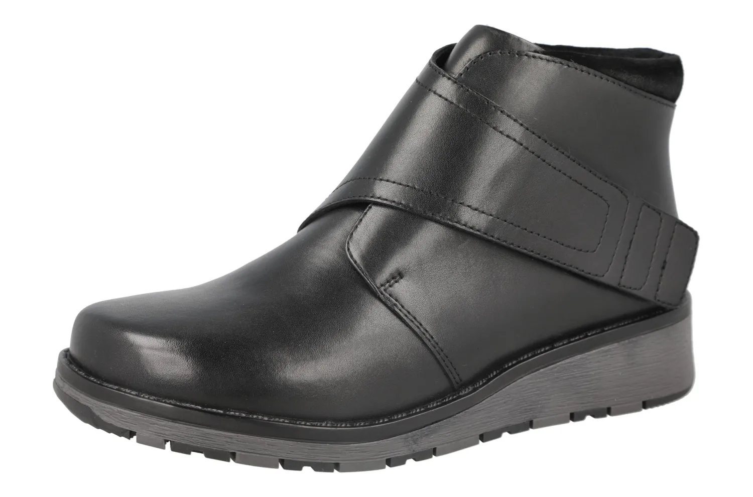 Womens Wide Fit Touch Fastening Wedge Heel Boots - Hitchin<DB Wider Fit Shoes Outlet