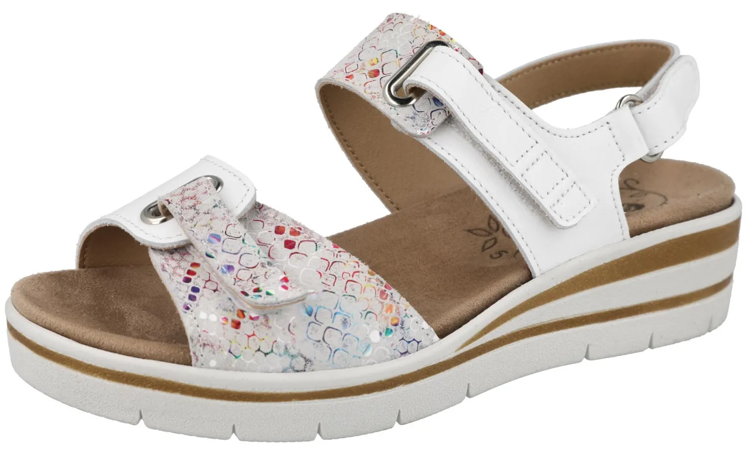Womens Wide Fit Touch Fasten Wedge Sandal - Palm<DB Wider Fit Shoes Outlet