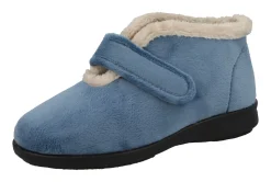 Womens Wide Fit Touch Fastening Boot Slippers - Vincent<DB Wider Fit Shoes Best