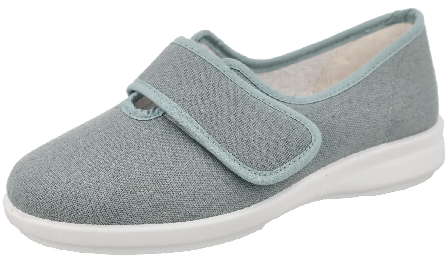 Womens Wide Fit Touch Fasten Canvas Shoe - Paddle<DB Wider Fit Shoes New