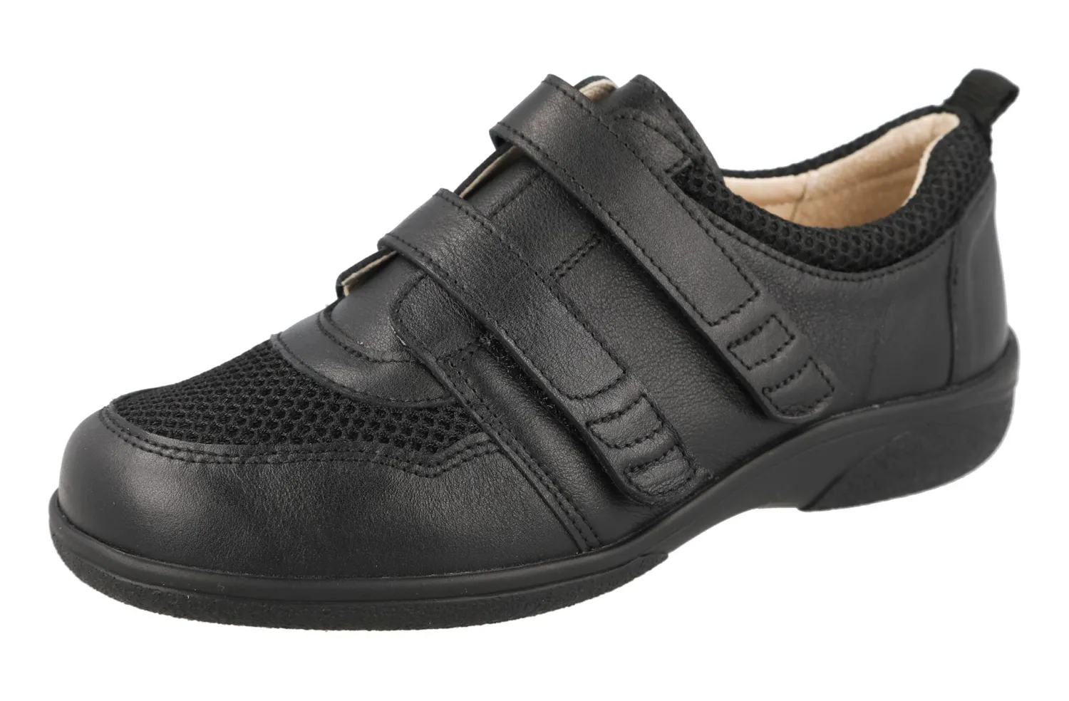 Womens Wide Fit Touch Fastening Stretch Panel Trainer - Pheasant<DB Wider Fit Shoes Best