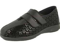 Womens Wide Fit Touch Strap Stretch House Shoes - Azalea<DB Wider Fit Shoes Discount