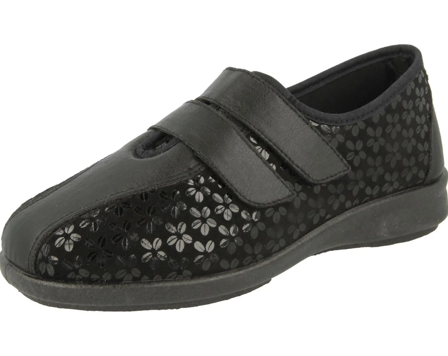Womens Wide Fit Touch Strap Stretch House Shoes - Azalea<DB Wider Fit Shoes Discount