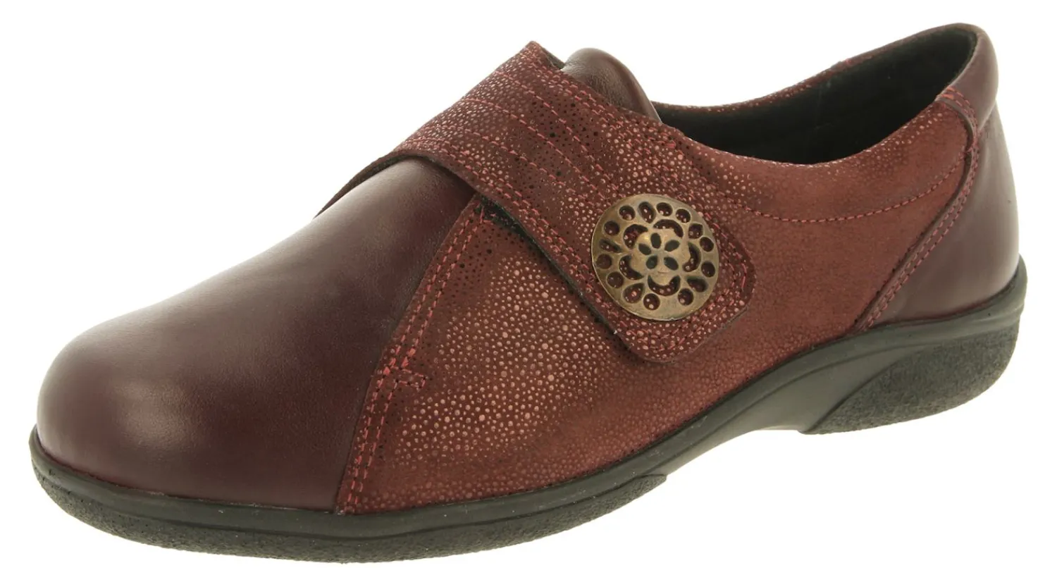 Womens Wide Fit Touch Strap Easy Access Flat Shoes - Pacific<DB Wider Fit Shoes Outlet