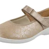 Womens Wide Fit Touch Strap Stretch Panel Flat Shoes - Roberta<DB Wider Fit Shoes New