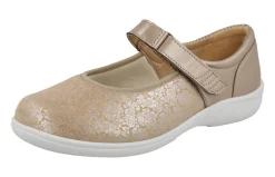 Womens Wide Fit Touch Strap Stretch Panel Flat Shoes - Roberta<DB Wider Fit Shoes New