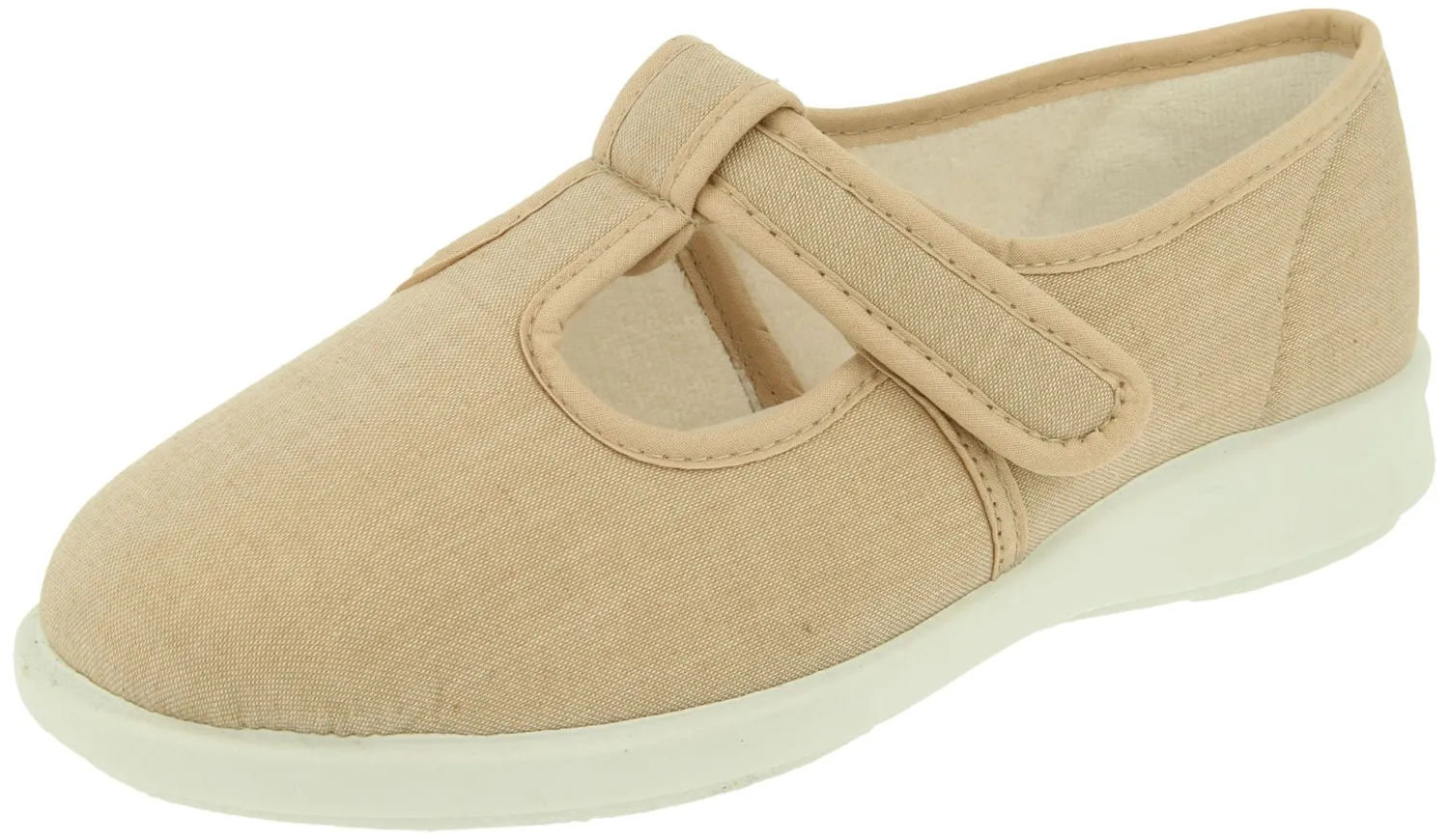Womens Wide Fit Touch Strap Canvas Shoes - Scroll<DB Wider Fit Shoes New