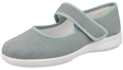 Womens Wide Fit Touch Strap Canvas Shoe - Teddy<DB Wider Fit Shoes New