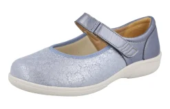 Womens Wide Fit Touch Strap Stretch Panel Flat Shoes - Roberta<DB Wider Fit Shoes New