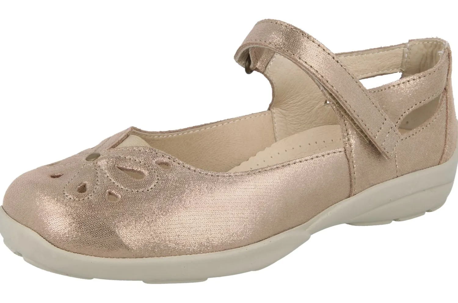 Womens Wide Fit Touch Strap Flat Shoes - Colby<DB Wider Fit Shoes Online