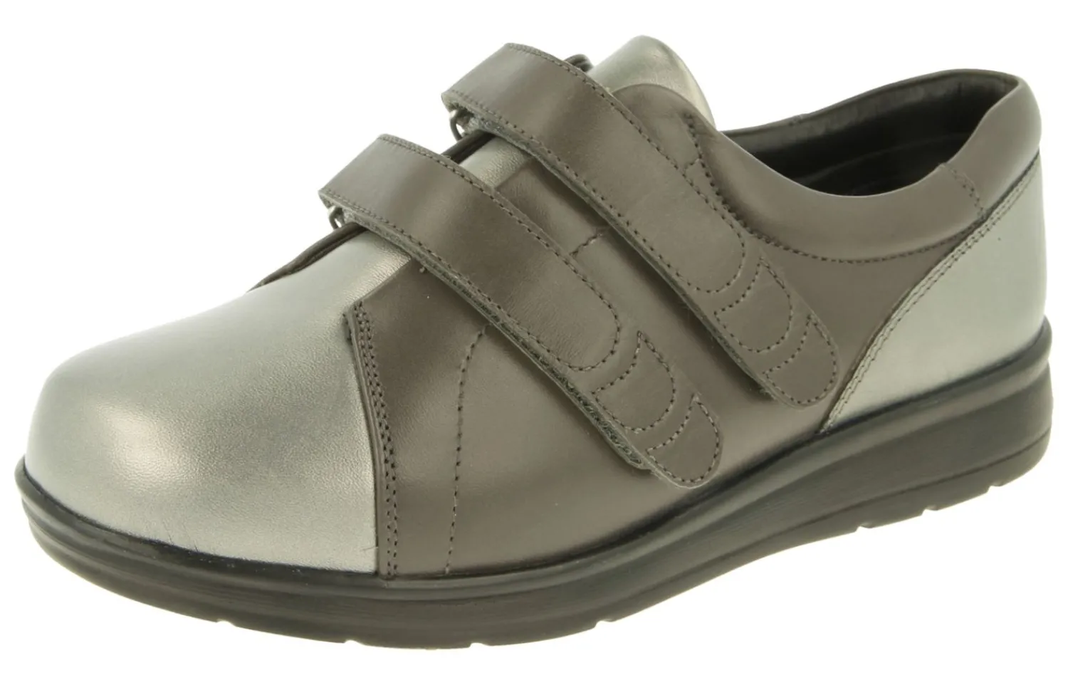 Womens Wide Fit Touch Strap Flat Shoes - Norwich<DB Wider Fit Shoes Discount