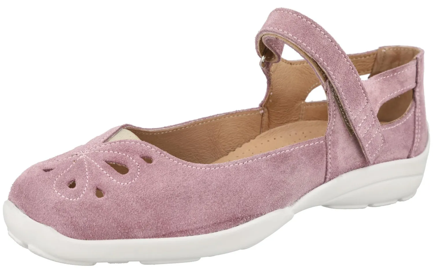 Womens Wide Fit Touch Strap Flat Shoes - Colby<DB Wider Fit Shoes Online