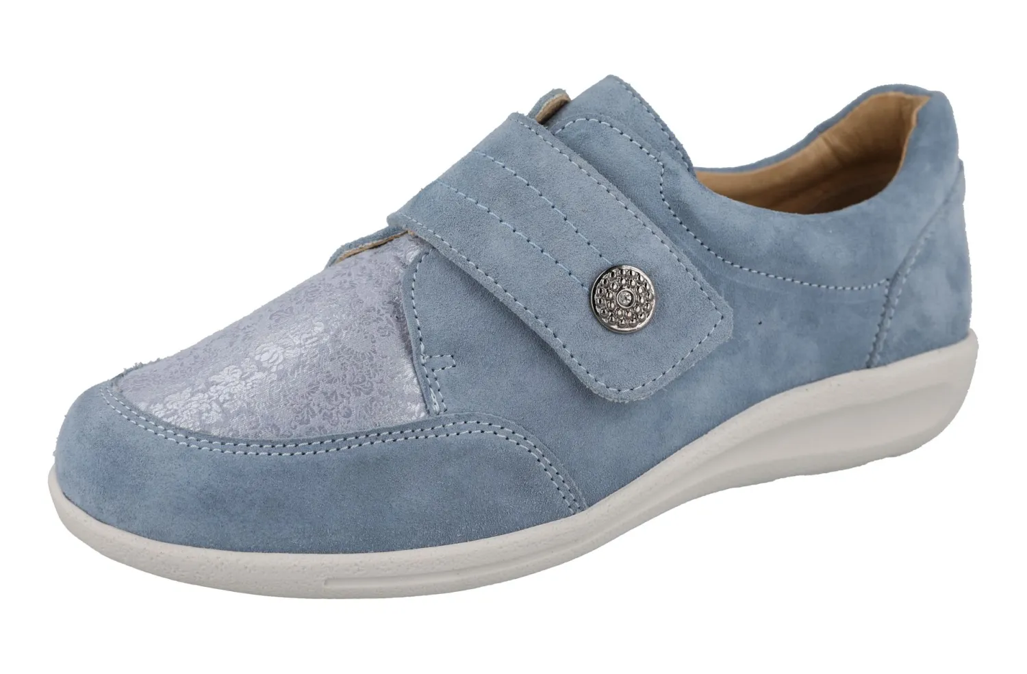 Womens Wide Fit Touch Strap Easy Access Flat Shoes - Royston<DB Wider Fit Shoes New