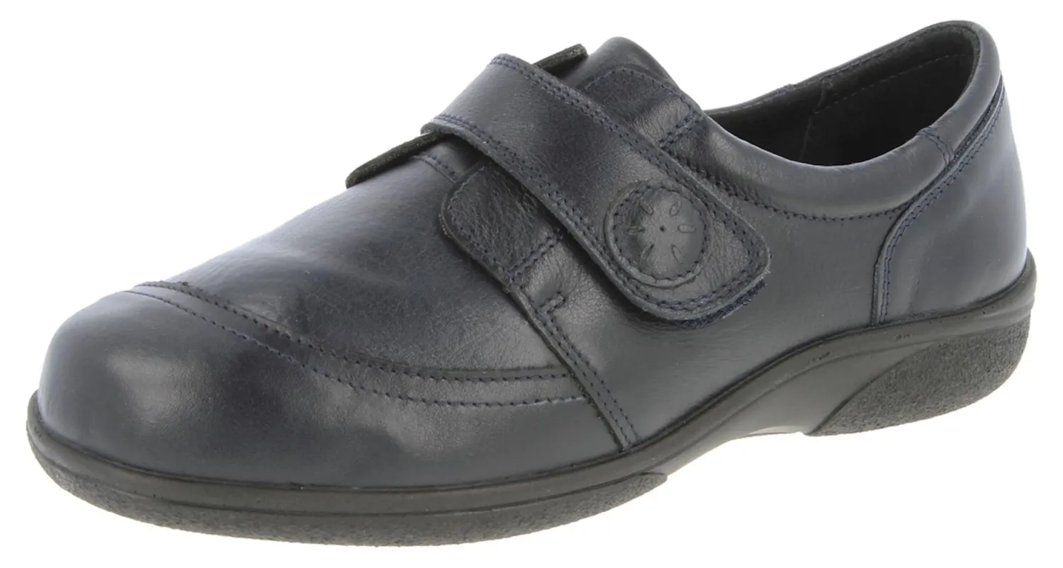 Womens Wide Fit Touch Strap Stretch Panel Flat Shoes - Owl<DB Wider Fit Shoes Fashion