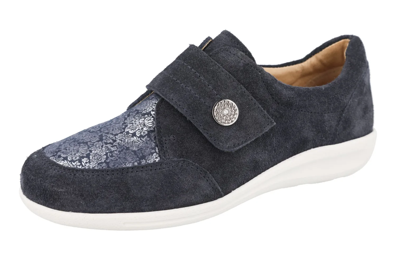Womens Wide Fit Touch Strap Easy Access Flat Shoes - Royston<DB Wider Fit Shoes New