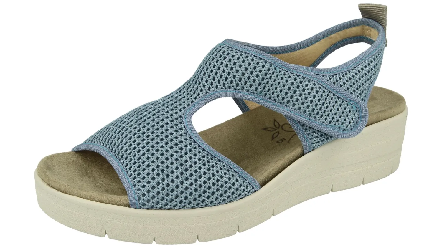 Womens Wide Fit Wedge Stretch Sandals - Dove<DB Wider Fit Shoes Fashion